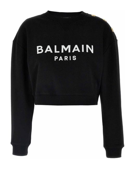 Balmain Black Printed Paris Sweatshirt
