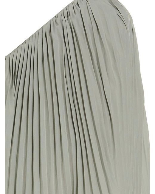 Lanvin Gray Pleated Flounced Dress