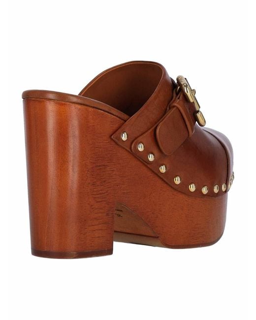 Chloé Brown Jeannette Wedge Clogs