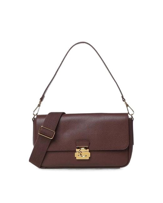 Coccinelle Brown Handbag Grained Leather Berry