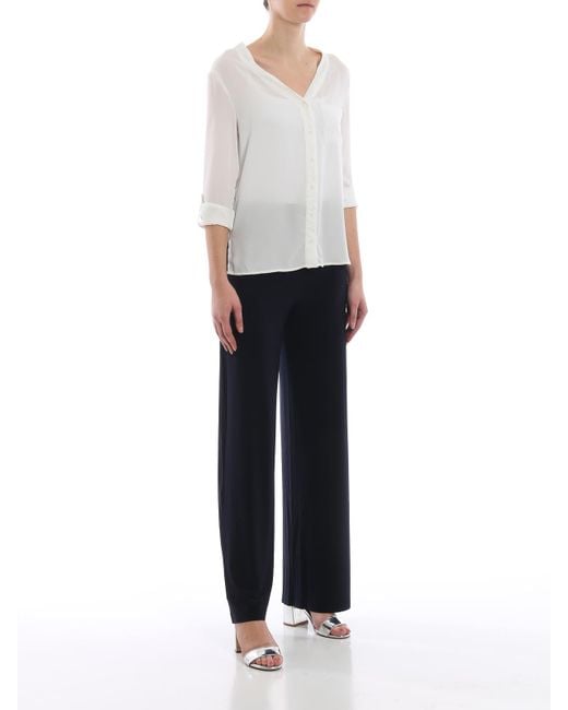 Norma Kamali Blue Stretch Fabric Trousers
