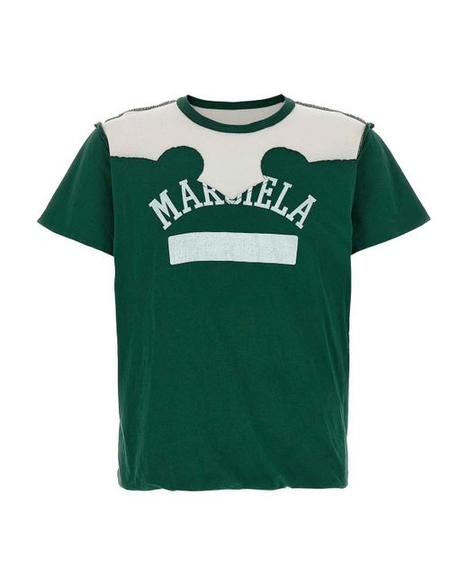 Maison Margiela Green Western Patchwork T-shirt for men