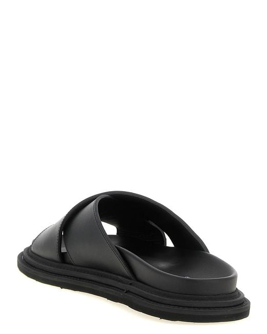 Moschino Black Leather Sabots With Logo