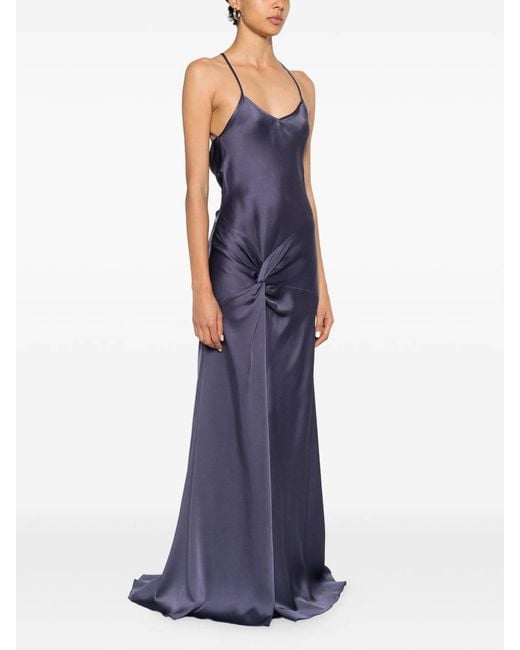 Victoria Beckham Purple Scoop Neck Maxi Dress