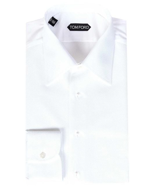 Tom Ford White Icon Cotton Tuxedo Shirt for men