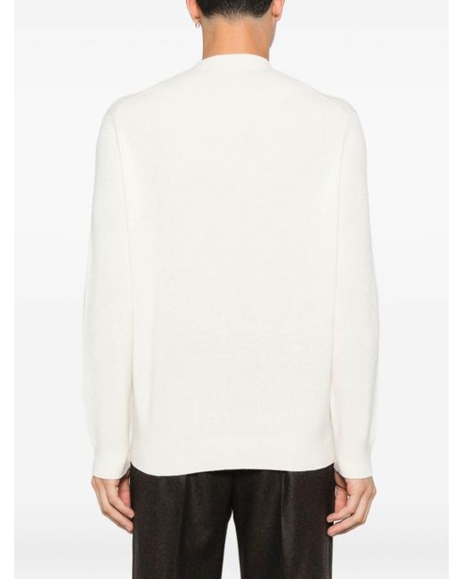 Emporio Armani White Wool Crewneck Jumper for men