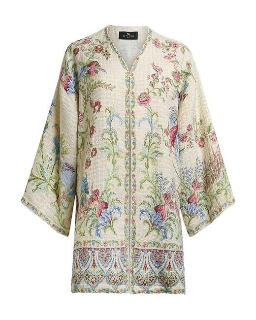Etro White Multicolored Cotton Blend Kimono