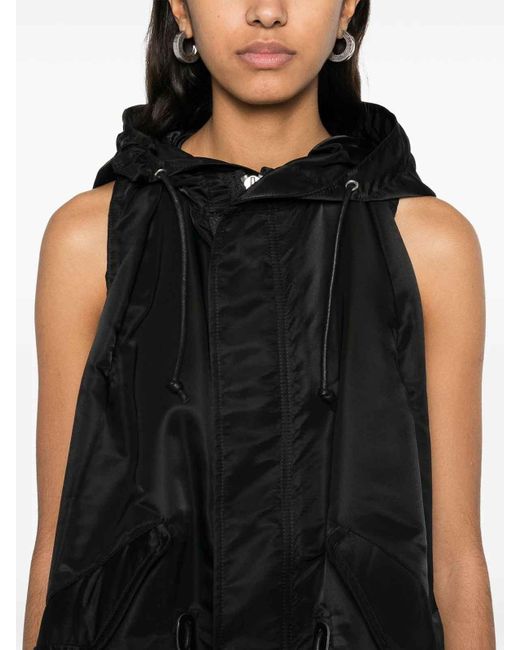 Sacai Black Nylon Twill Hoodie Vest