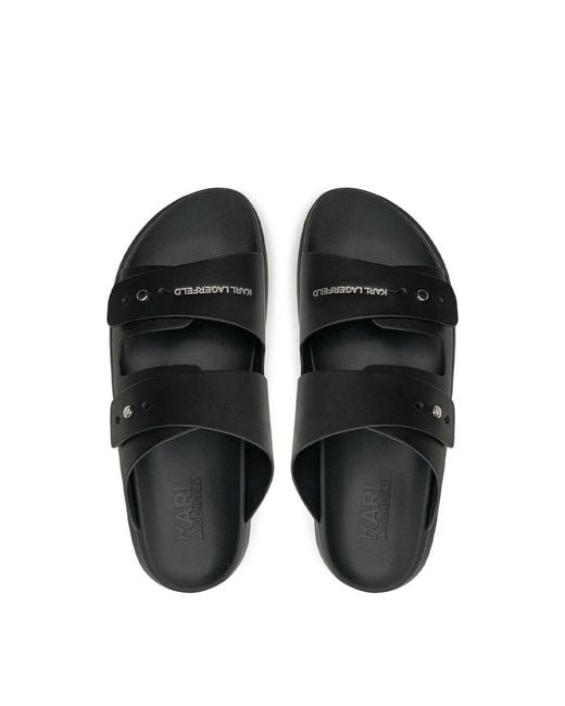 Karl Lagerfeld Black Dual Strap Leather Sandal for men