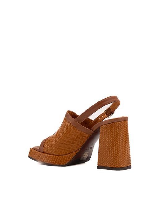 Chie Mihara Brown Zimi Sandals In Woven Effect Leather