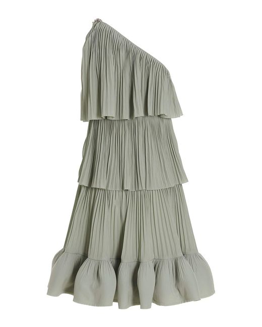 Lanvin Gray Pleated Flounced Dress