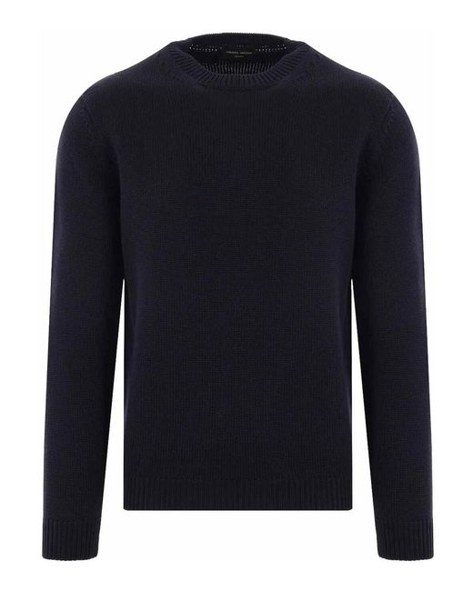 Roberto Collina Blue Crew-Neck Silk Jumper for men
