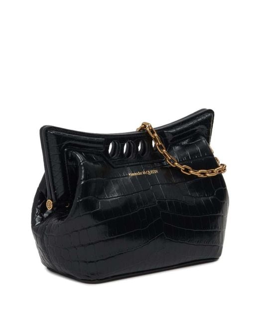 Alexander McQueen Black The Peak Leather Mini Bag