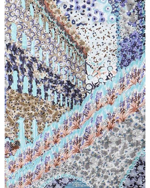 Ferragamo Blue Printed Silk Scarf