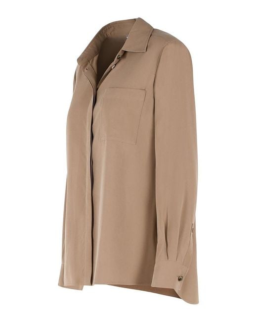 Max Mara Brown Siamese Hazelnut Silk Tela Shirt