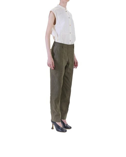Paul Smith Gray Linen Pleated Trousers