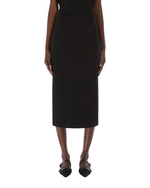 Max Mara Black Viscose Crepe Pencil Skirt