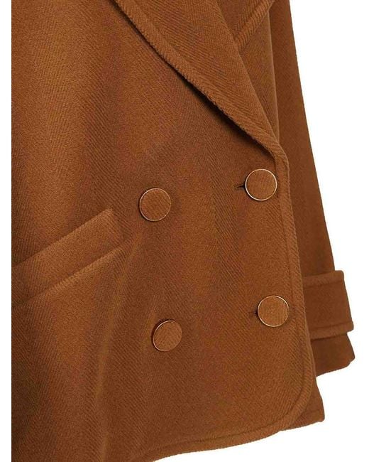 Chloé Brown Short Double-Breasted Wool Coat