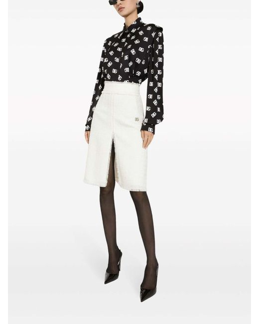 Dolce & Gabbana White Skirt With Slit