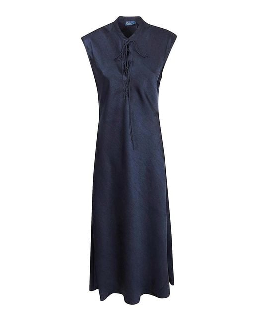 Polo Ralph Lauren Blue Woven-Slip Dress-Dresses