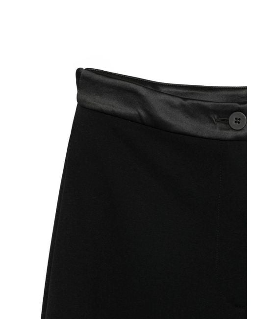 Emporio Armani Black Satin-Trim Tapered Trousers
