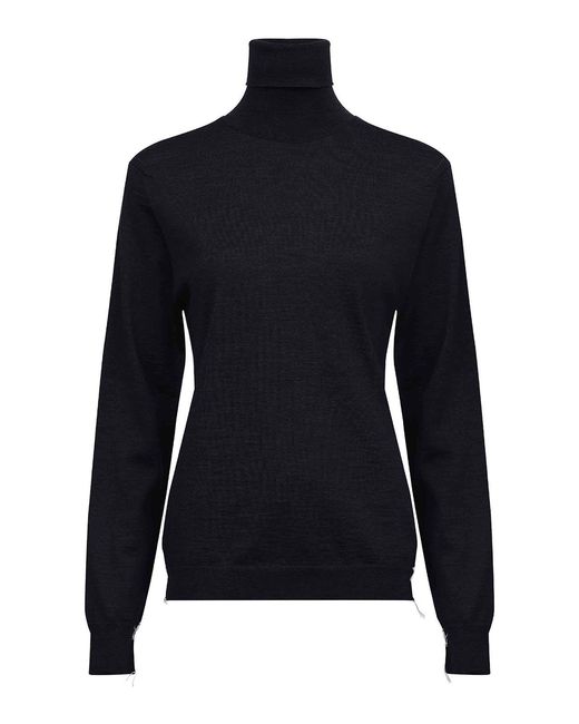 Maison Margiela Blue Roll Neck Merino-Wool Jumper