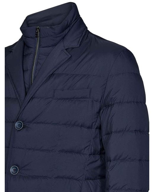 Herno Blue La Giacca Quilted Nylon Down Jacket for men
