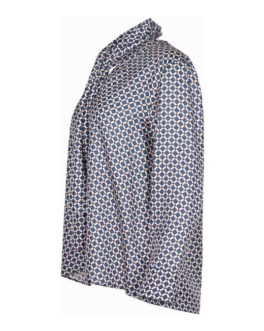 Max Mara Blue Shirt Made Of Silk