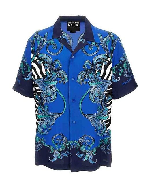 Versace Jeans Couture Blue Zebra Baroque Shirt for men