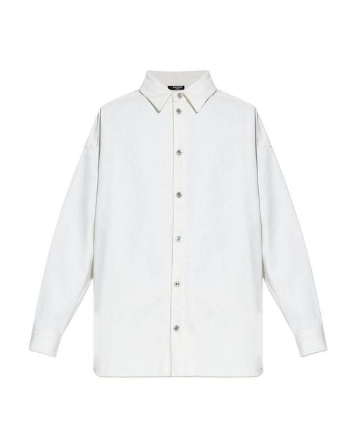 Balmain White Denim Shirt for men