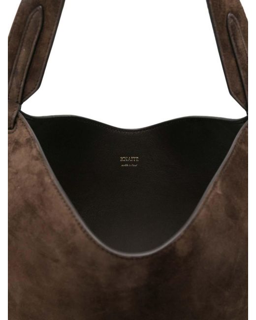 Khaite Brown Lotus Mini Leather Bucket Bag