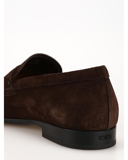 Tod's Brown Suede Square Toe Loafers for men