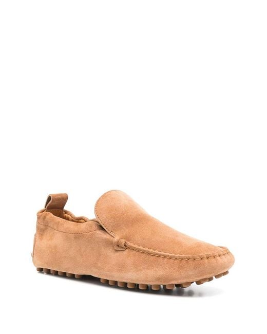Tod's Pink Gommino Curled Suede Loafers