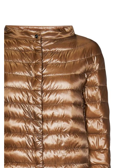 Herno Brown Quilted Padded Jacket With Logo