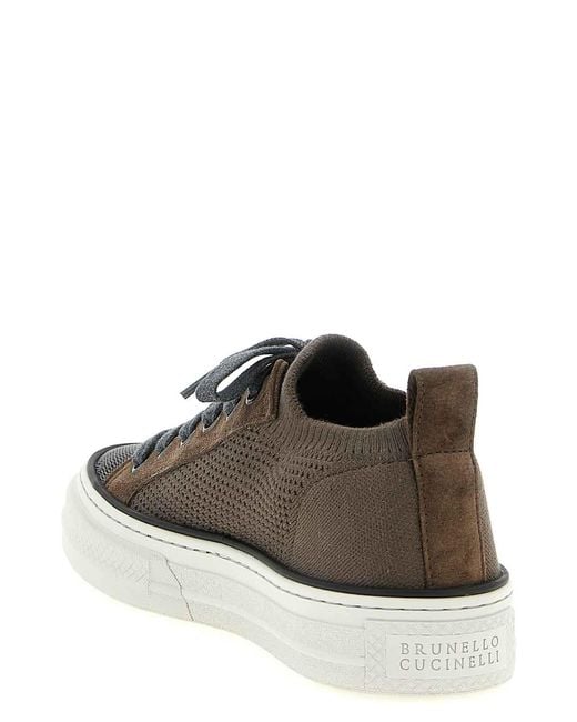 Brunello Cucinelli Brown Monile Knit Sneakers