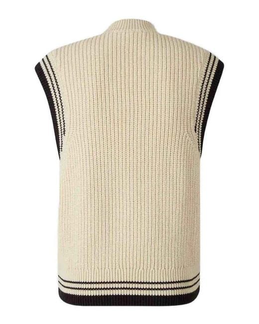 AMI Natural Ribbed V-Neck Knit Vest for men
