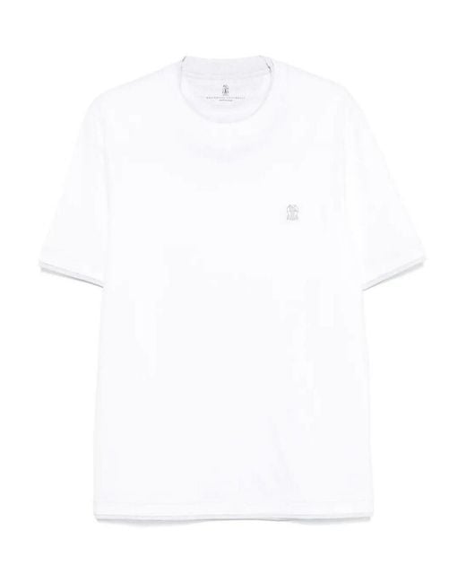Brunello Cucinelli White T-Shirt With Faux-Layering for men