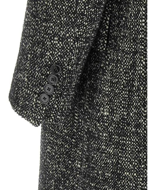 Dolce & Gabbana Gray Boucl Wool Coat for men