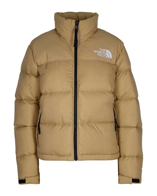 The North Face Natural Padded Quilted Coat With High Collar