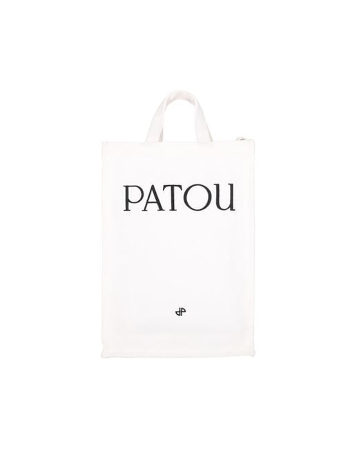 Patou White Logo Vertical Tote Bag