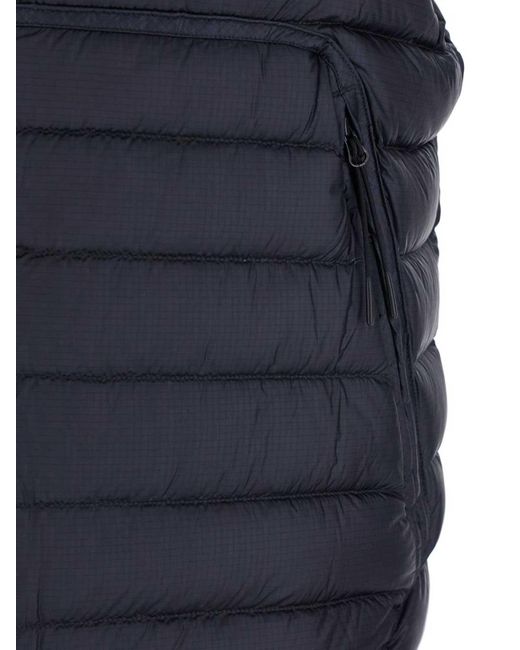 C P Company Blue Vest With Mock Neck And Logo Plaque On The Side for men