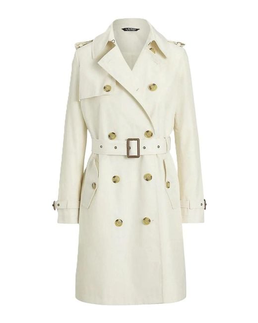 Ralph Lauren White Db Blt Rn38-Lined-Coat-Cotton Blend