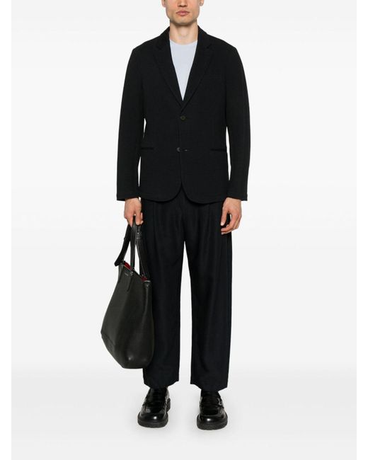 Emporio Armani Black Cotton Single-Breasted Jacket for men