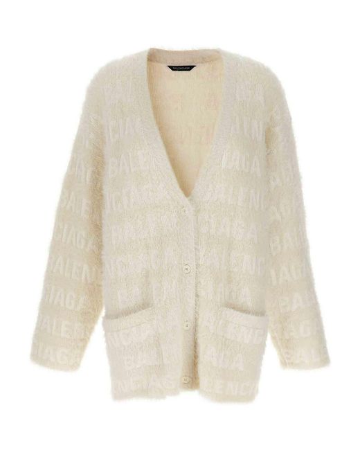 Balenciaga White Furry Cardigan