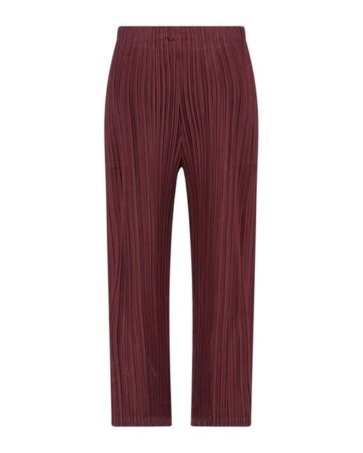 Pleats Please Issey Miyake Red Pleated Trousers