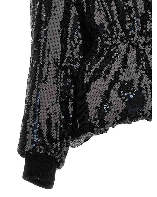 Alexandre Vauthier Black Sequin Bomber Jacket