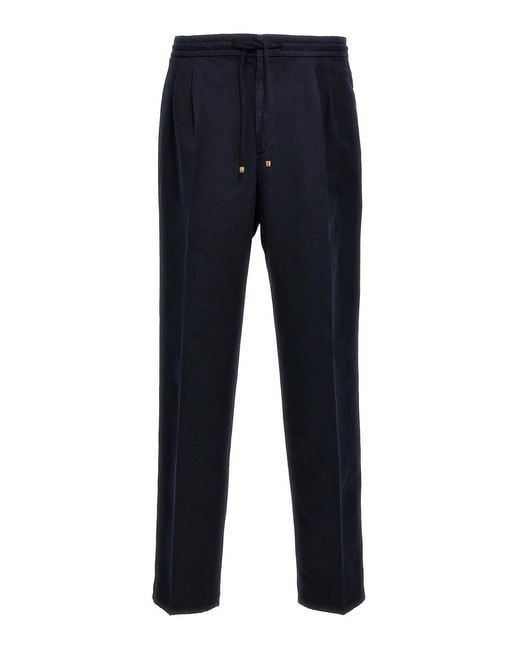 Brunello Cucinelli Blue Cotton Casual Trousers for men