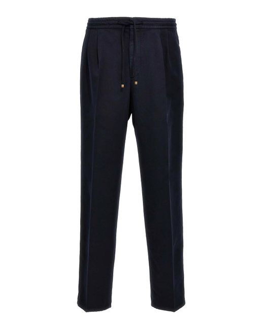 Brunello Cucinelli Blue Cotton Casual Trousers for men