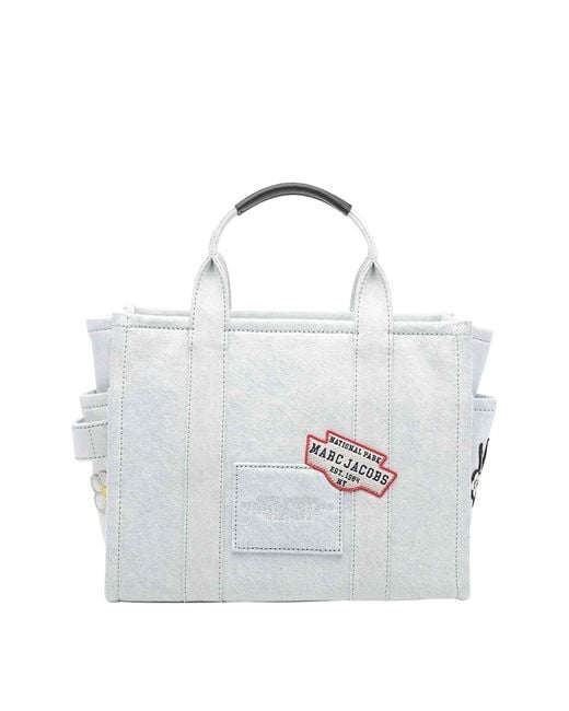 Marc Jacobs White The Camp Patchwork Denim Tote Bag