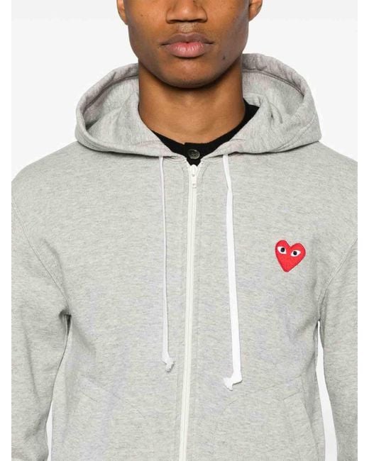 Comme des Garçons Gray Logo Zipped Cotton Hoodie